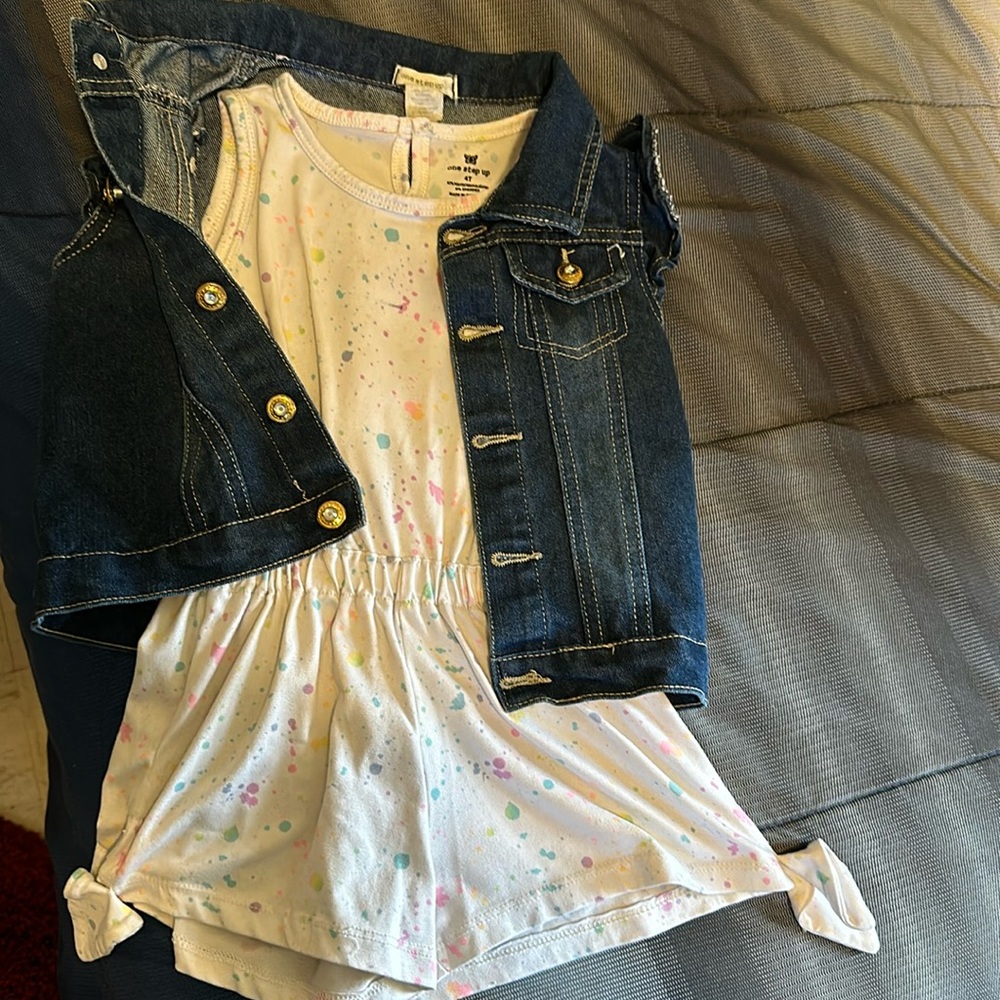 one step up 4t 2 piece summer romper